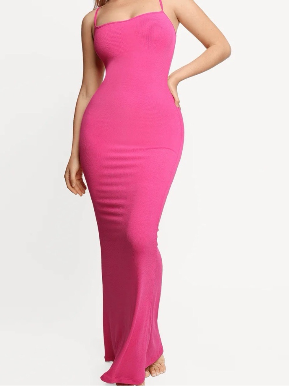 Figure-Flattering Spaghetti Strap Maxi Dress in Hot Pink